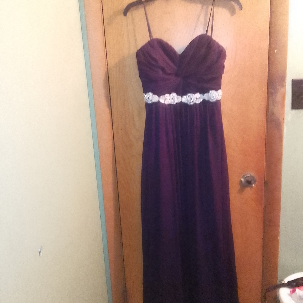 City Triangles‎ Deep Purple Strapless Maxi Dress with Embellished Waist